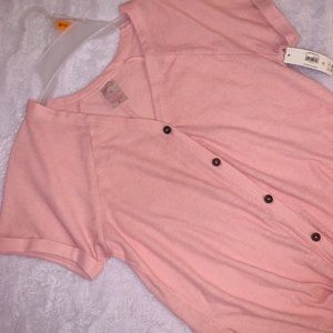 🌙Pink Button and Tie-up Top💞